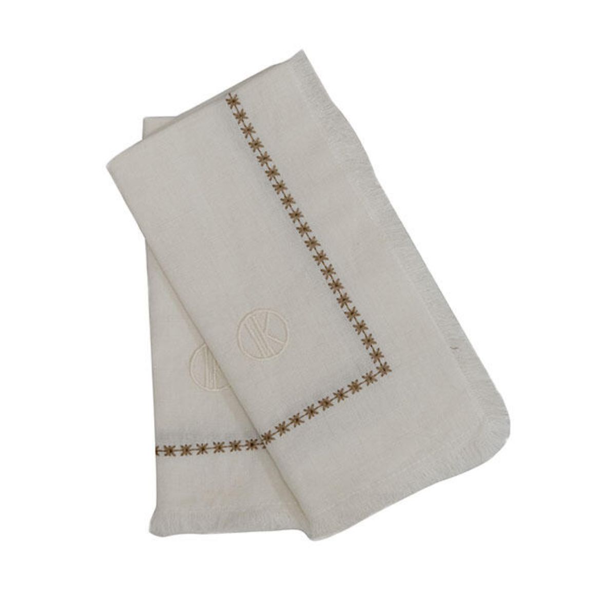 Tone Kroken Blanc serviett 2pk (Hvit / Beige)