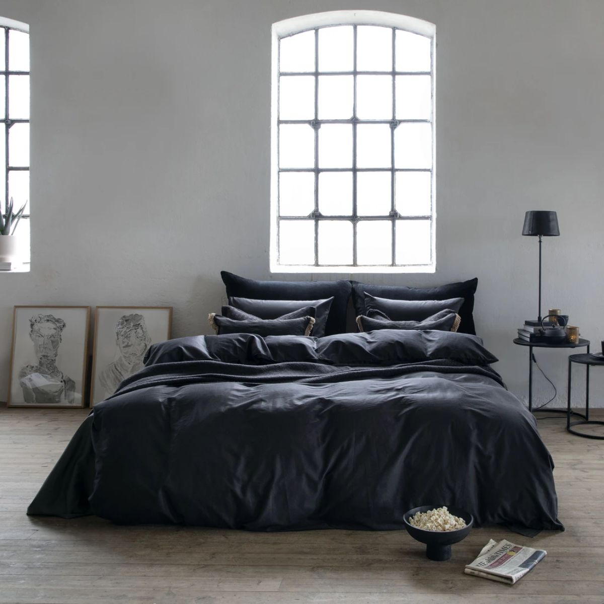 Borås Cotton Cloud sengesett - Black (140 x 200 cm)